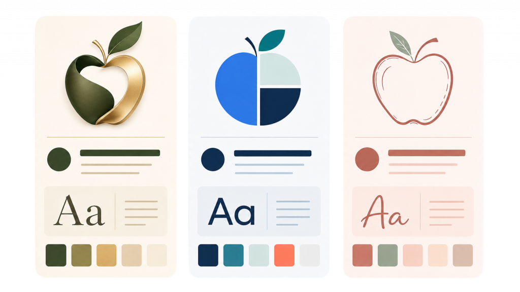 Création de logotype, logo et charte graphique, déclinaisons : forme, couleur, typographie